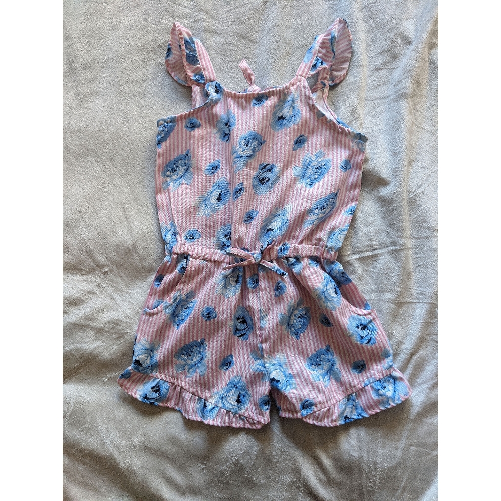 Girls 3T Romper Floral and Stripes